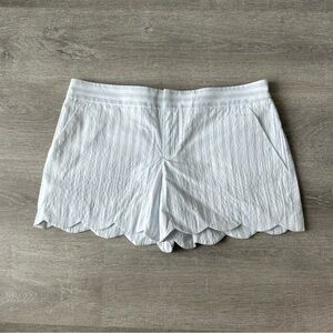 Club Monaco Light Blue Striped Scalloped Hem Women's Amber Shorts